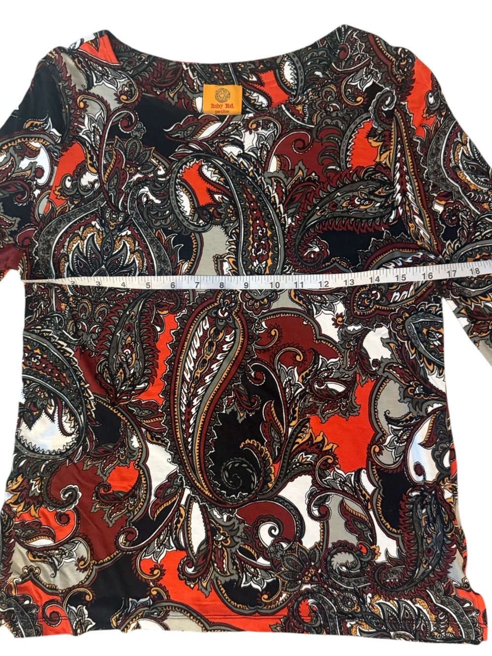 Ruby Rd. Red Paisley Boatneck Blouse - Picture 4 of 5